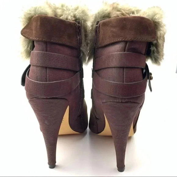 Express ankle booties 7 brown faux suede faux fur - Picture 3 of 10